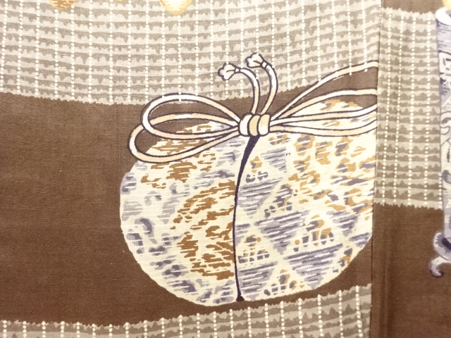  アンティーク　茶道具模様肩裏羽織